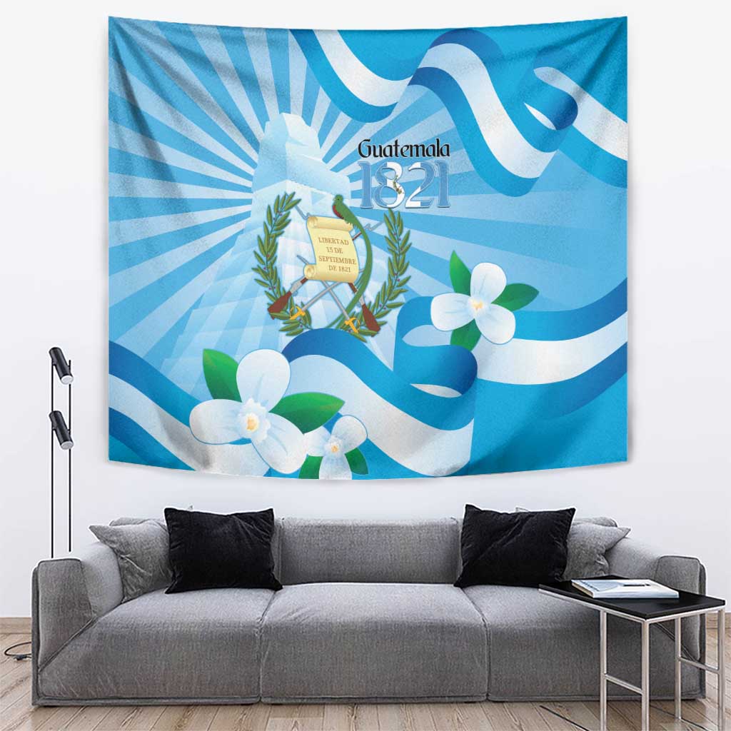 Guatemala Independence Day Tapestry Since 1821 Coat Of Arms With Tikal - Wonder Print Shop