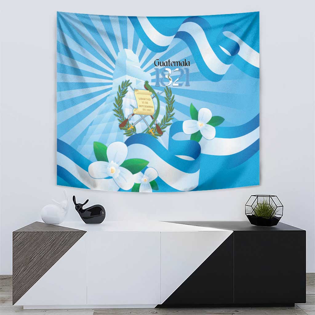 Guatemala Independence Day Tapestry Since 1821 Coat Of Arms With Tikal - Wonder Print Shop