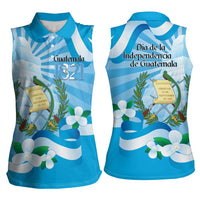 Guatemala Independence Day Women Sleeveless Polo Shirt Since 1821 Coat Of Arms With Tikal - Wonder Print Shop