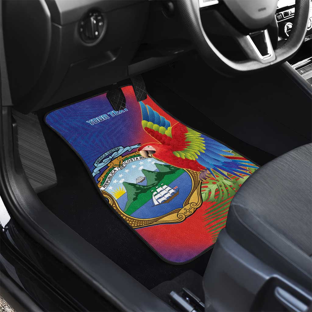 Personalized Costa Rica Independence Day Car Mats Scarlet Macaw Parrot With Coat Of Arms - Wonder Print Shop