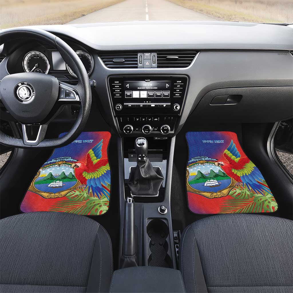 Personalized Costa Rica Independence Day Car Mats Scarlet Macaw Parrot With Coat Of Arms - Wonder Print Shop