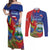 Personalized Costa Rica Independence Day Couples Matching Off Shoulder Maxi Dress and Long Sleeve Button Shirt Scarlet Macaw Parrot With Coat Of Arms - Wonder Print Shop