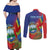 Personalized Costa Rica Independence Day Couples Matching Off Shoulder Maxi Dress and Long Sleeve Button Shirt Scarlet Macaw Parrot With Coat Of Arms - Wonder Print Shop