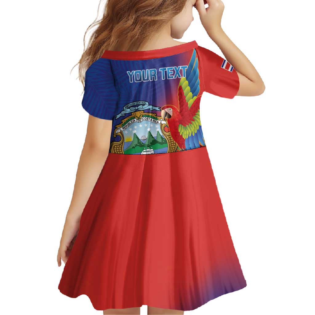Personalized Costa Rica Independence Day Family Matching Mermaid Dress and Hawaiian Shirt Scarlet Macaw Parrot With Coat Of Arms - Wonder Print Shop