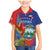 Personalized Costa Rica Independence Day Family Matching Mermaid Dress and Hawaiian Shirt Scarlet Macaw Parrot With Coat Of Arms - Wonder Print Shop