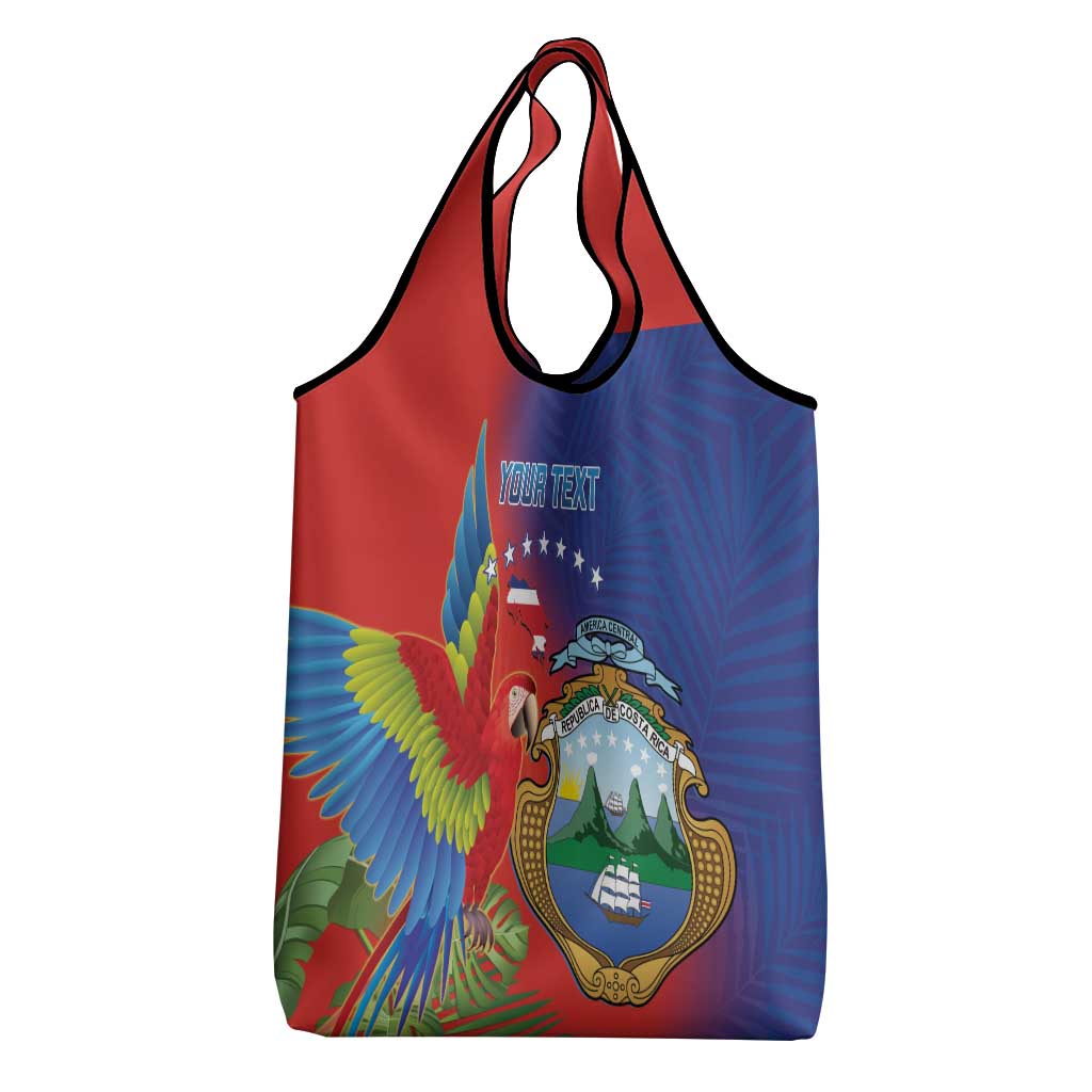 Personalized Costa Rica Independence Day Grocery Bag Scarlet Macaw Parrot With Coat Of Arms