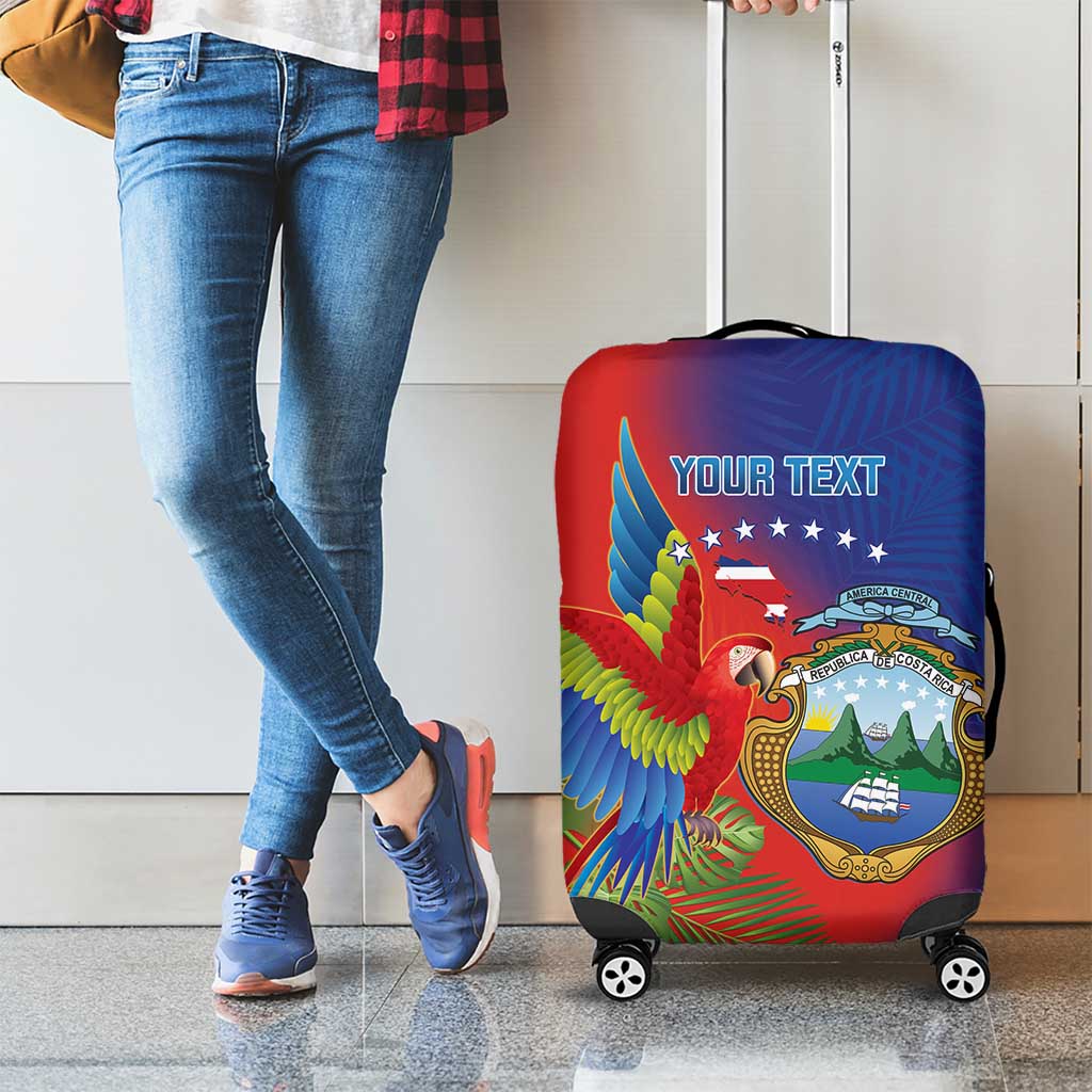 Personalized Costa Rica Independence Day Luggage Cover Scarlet Macaw Parrot With Coat Of Arms - Wonder Print Shop