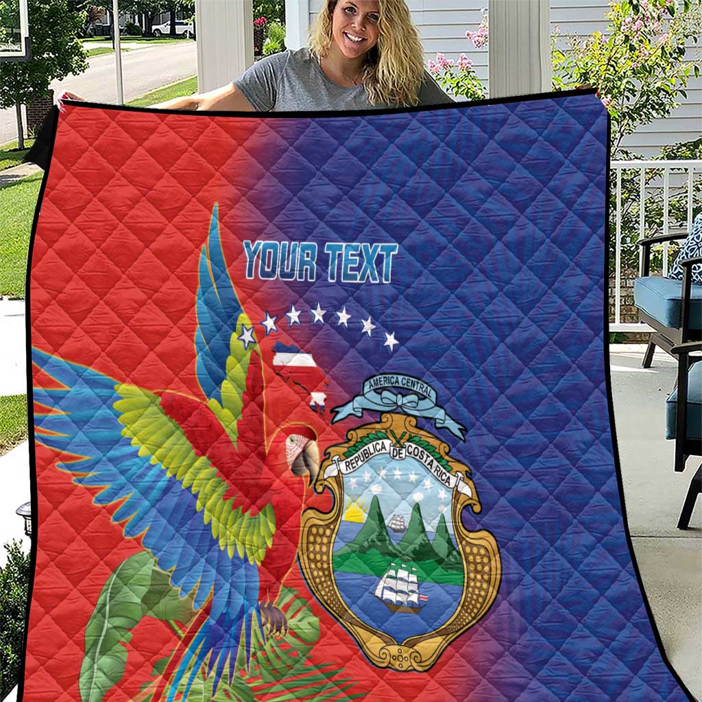 Personalized Costa Rica Independence Day Quilt Scarlet Macaw Parrot With Coat Of Arms - Wonder Print Shop