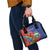 Personalized Costa Rica Independence Day Shoulder Handbag Scarlet Macaw Parrot With Coat Of Arms