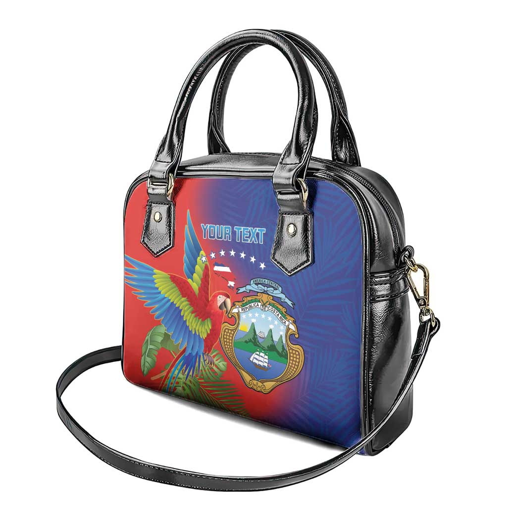 Personalized Costa Rica Independence Day Shoulder Handbag Scarlet Macaw Parrot With Coat Of Arms