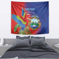 Personalized Costa Rica Independence Day Tapestry Scarlet Macaw Parrot With Coat Of Arms - Wonder Print Shop
