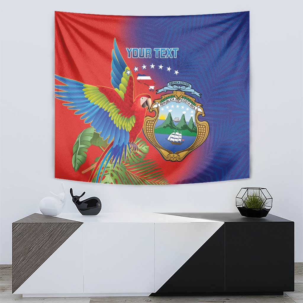 Personalized Costa Rica Independence Day Tapestry Scarlet Macaw Parrot With Coat Of Arms - Wonder Print Shop