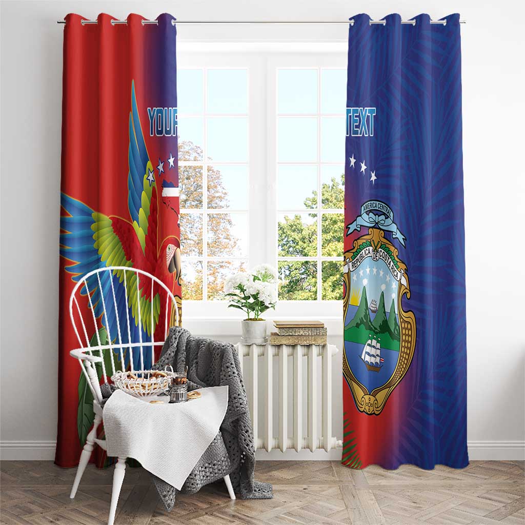 Personalized Costa Rica Independence Day Window Curtain Scarlet Macaw Parrot With Coat Of Arms - Wonder Print Shop