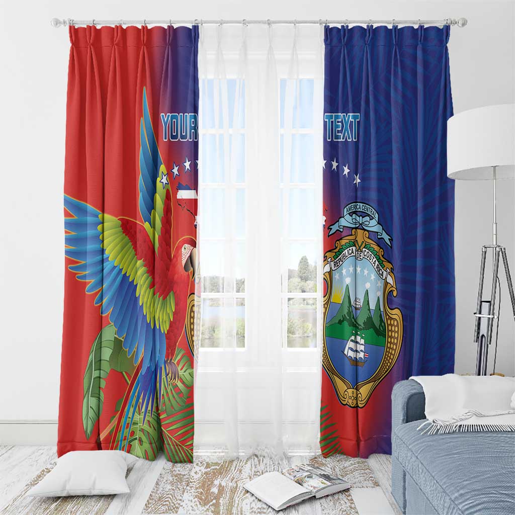Personalized Costa Rica Independence Day Window Curtain Scarlet Macaw Parrot With Coat Of Arms - Wonder Print Shop