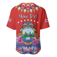 Personalized Costa Rica Independence Day Baseball Jersey Guaria Morada With Folk Pattern - Wonder Print Shop