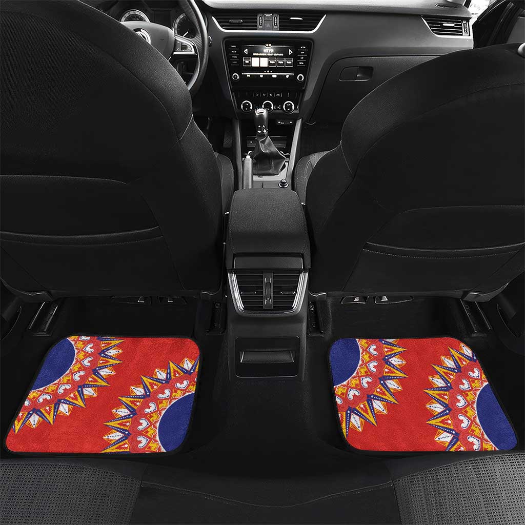 Personalized Costa Rica Independence Day Car Mats Guaria Morada With Folk Pattern - Wonder Print Shop