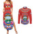 Personalized Costa Rica Independence Day Couples Matching Summer Maxi Dress and Long Sleeve Button Shirt Guaria Morada With Folk Pattern - Wonder Print Shop