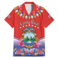 Personalized Costa Rica Independence Day Family Matching Mermaid Dress and Hawaiian Shirt Guaria Morada With Folk Pattern - Wonder Print Shop