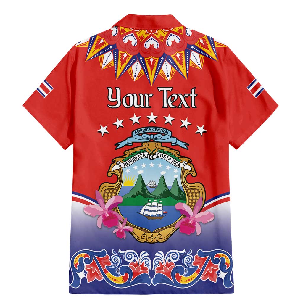 Personalized Costa Rica Independence Day Family Matching Mermaid Dress and Hawaiian Shirt Guaria Morada With Folk Pattern - Wonder Print Shop