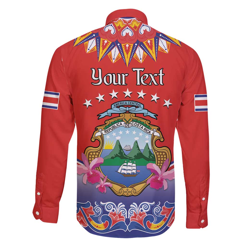 Personalized Costa Rica Independence Day Family Matching Short Sleeve Bodycon Dress and Hawaiian Shirt Guaria Morada With Folk Pattern - Wonder Print Shop