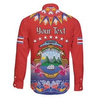 Personalized Costa Rica Independence Day Family Matching Short Sleeve Bodycon Dress and Hawaiian Shirt Guaria Morada With Folk Pattern - Wonder Print Shop