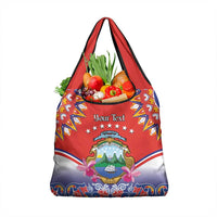 Personalized Costa Rica Independence Day Grocery Bag Guaria Morada With Folk Pattern