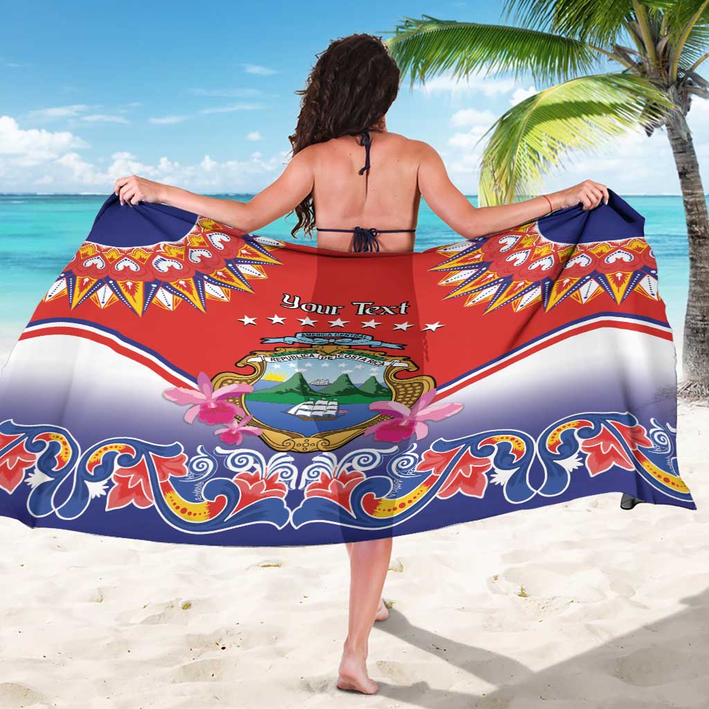 Personalized Costa Rica Independence Day Sarong Guaria Morada With Folk Pattern - Wonder Print Shop
