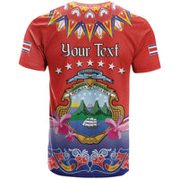 Personalized Costa Rica Independence Day T Shirt Guaria Morada With Folk Pattern - Wonder Print Shop