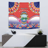 Personalized Costa Rica Independence Day Tapestry Guaria Morada With Folk Pattern - Wonder Print Shop