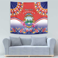 Personalized Costa Rica Independence Day Tapestry Guaria Morada With Folk Pattern - Wonder Print Shop