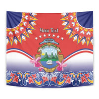 Personalized Costa Rica Independence Day Tapestry Guaria Morada With Folk Pattern - Wonder Print Shop
