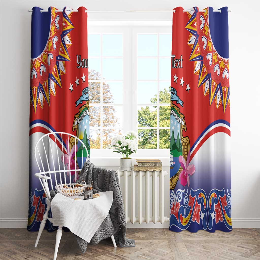 Personalized Costa Rica Independence Day Window Curtain Guaria Morada With Folk Pattern - Wonder Print Shop