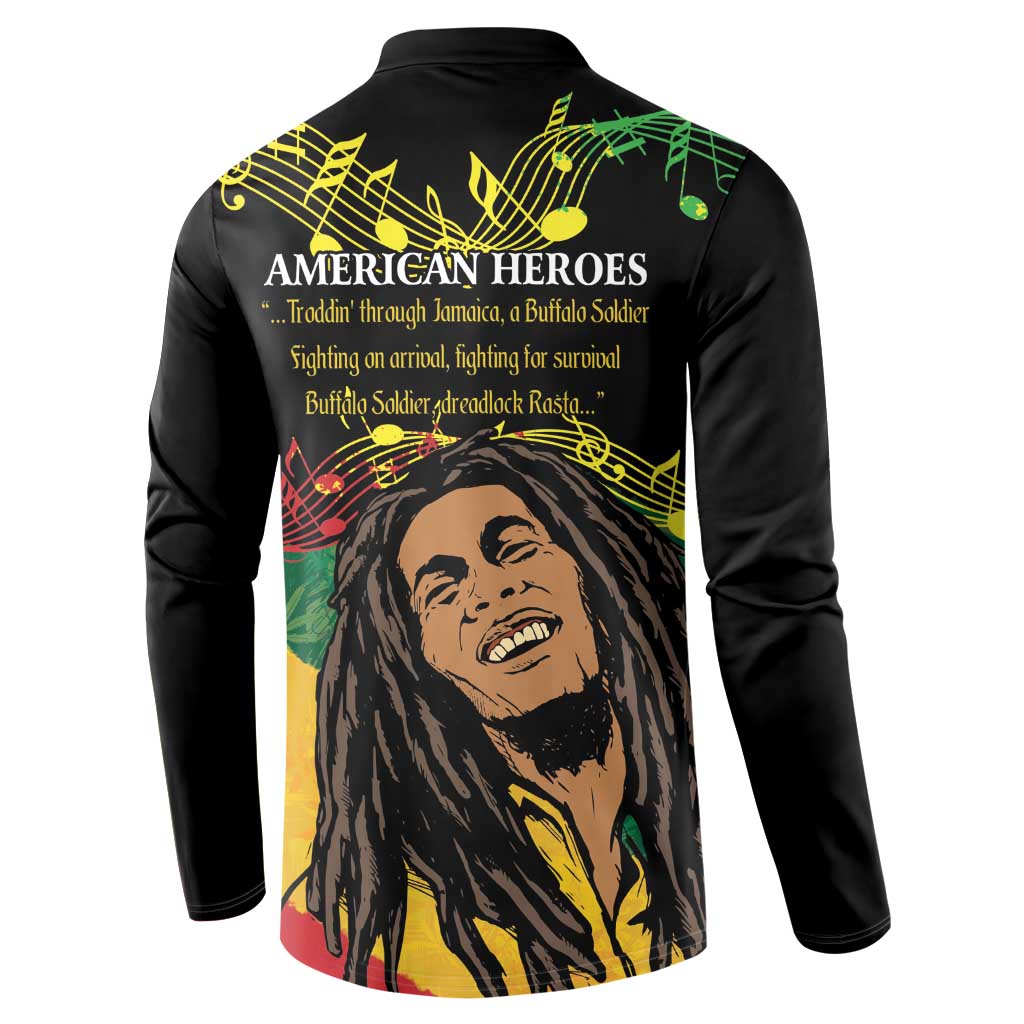 Legend Bob Buffalo Soldier Button Sweatshirt American Heroes Reggae Style - Wonder Print Shop