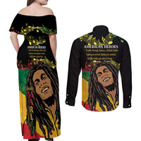 Legend Bob Buffalo Soldier Couples Matching Off Shoulder Maxi Dress and Long Sleeve Button Shirt American Heroes Reggae Style - Wonder Print Shop
