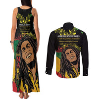 Legend Bob Buffalo Soldier Couples Matching Tank Maxi Dress and Long Sleeve Button Shirt American Heroes Reggae Style - Wonder Print Shop