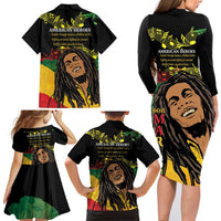 Legend Bob Buffalo Soldier Family Matching Long Sleeve Bodycon Dress and Hawaiian Shirt American Heroes Reggae Style - Wonder Print Shop