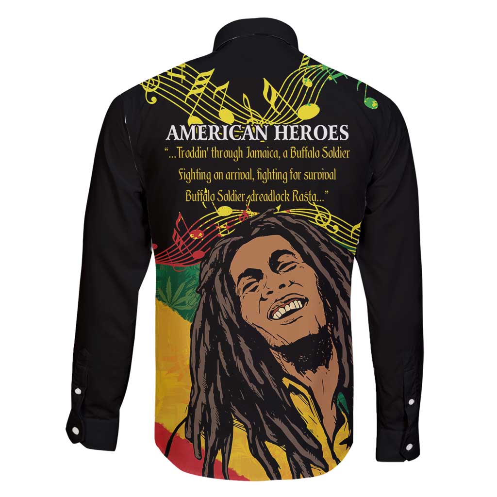 Legend Bob Buffalo Soldier Family Matching Long Sleeve Bodycon Dress and Hawaiian Shirt American Heroes Reggae Style - Wonder Print Shop