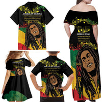 Legend Bob Buffalo Soldier Family Matching Off Shoulder Maxi Dress and Hawaiian Shirt American Heroes Reggae Style - Wonder Print Shop
