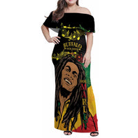 Legend Bob Buffalo Soldier Family Matching Off Shoulder Maxi Dress and Hawaiian Shirt American Heroes Reggae Style - Wonder Print Shop