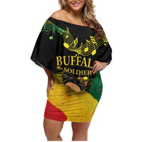 Legend Bob Buffalo Soldier Family Matching Off Shoulder Short Dress and Hawaiian Shirt American Heroes Reggae Style - Wonder Print Shop