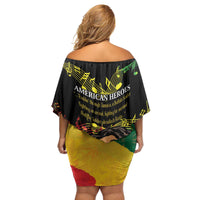 Legend Bob Buffalo Soldier Family Matching Off Shoulder Short Dress and Hawaiian Shirt American Heroes Reggae Style - Wonder Print Shop