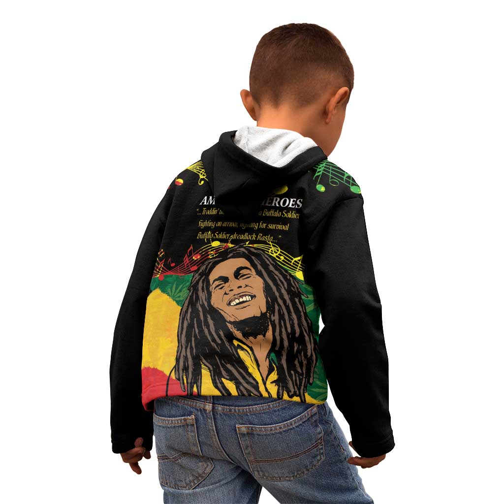Legend Bob Buffalo Soldier Kid Hoodie American Heroes Reggae Style - Wonder Print Shop
