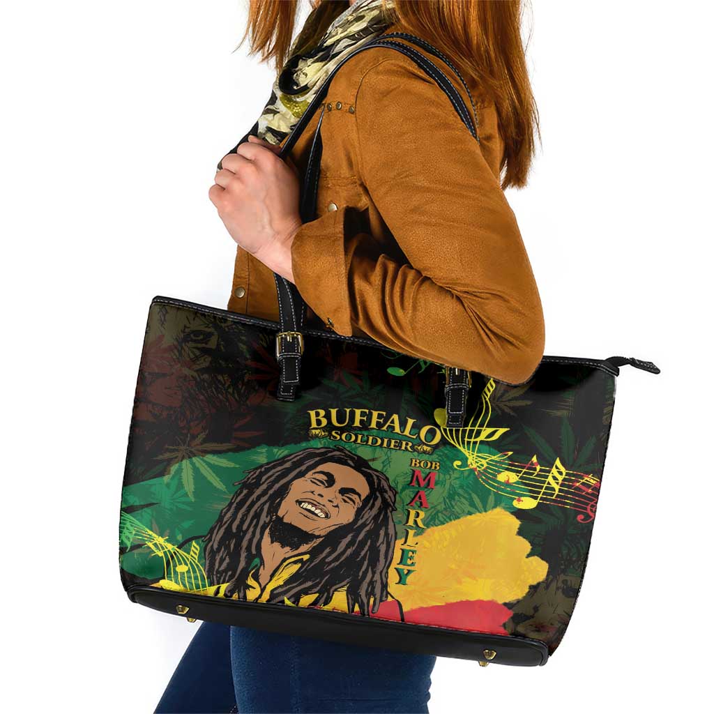 Legend Bob Buffalo Soldier Leather Tote Bag American Heroes Reggae Style - Wonder Print Shop