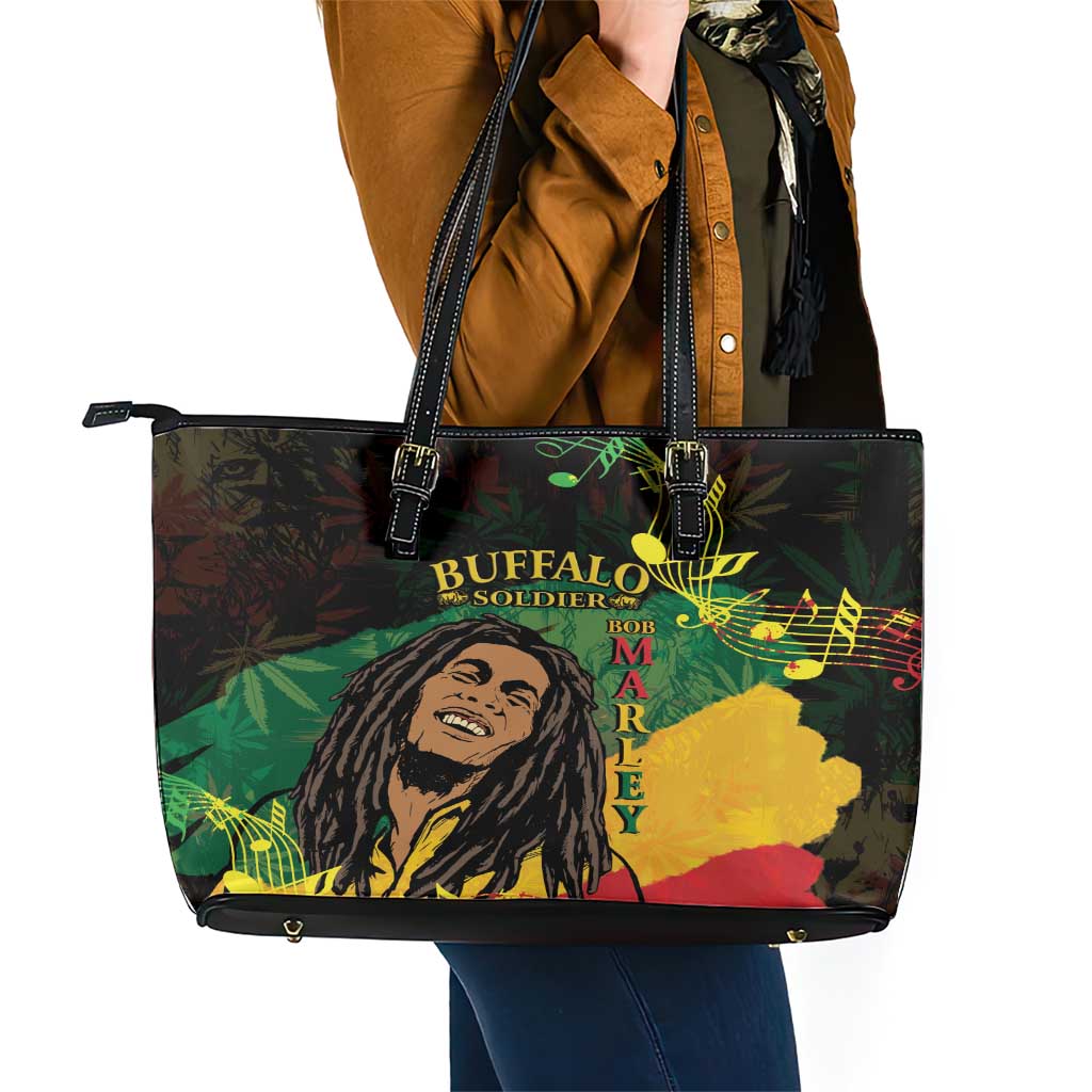 Legend Bob Buffalo Soldier Leather Tote Bag American Heroes Reggae Style - Wonder Print Shop