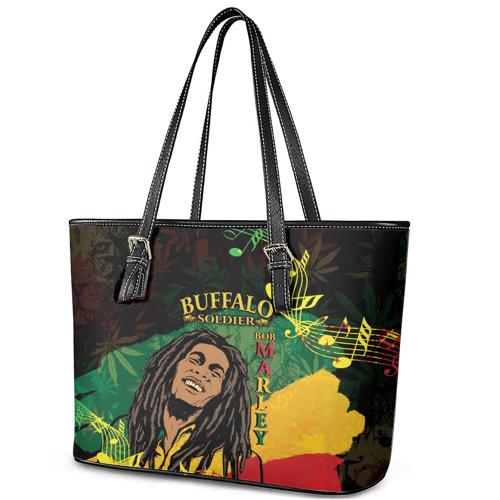 Legend Bob Buffalo Soldier Leather Tote Bag American Heroes Reggae Style - Wonder Print Shop
