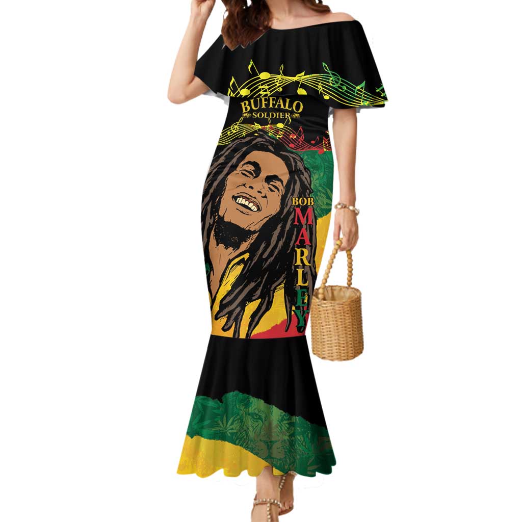 Legend Bob Buffalo Soldier Mermaid Dress American Heroes Reggae Style - Wonder Print Shop