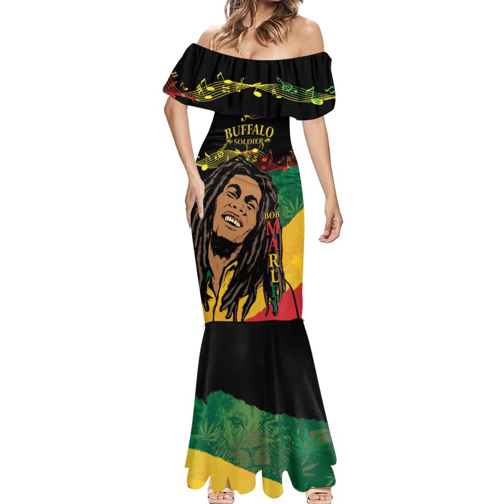 Legend Bob Buffalo Soldier Mermaid Dress American Heroes Reggae Style - Wonder Print Shop