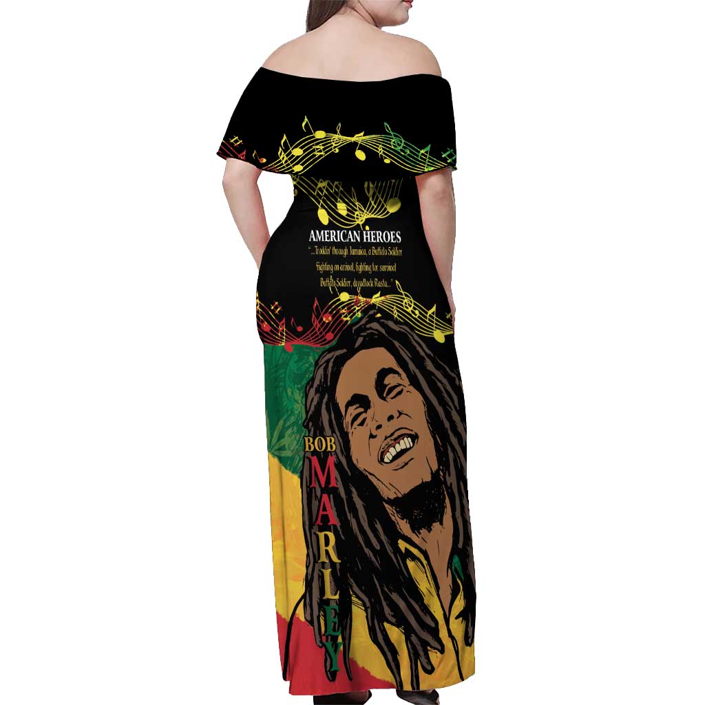 Legend Bob Buffalo Soldier Off Shoulder Maxi Dress American Heroes Reggae Style - Wonder Print Shop