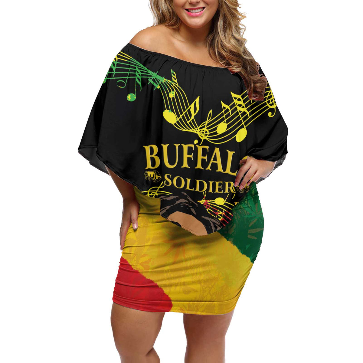 Legend Bob Buffalo Soldier Off Shoulder Short Dress American Heroes Reggae Style - Wonder Print Shop