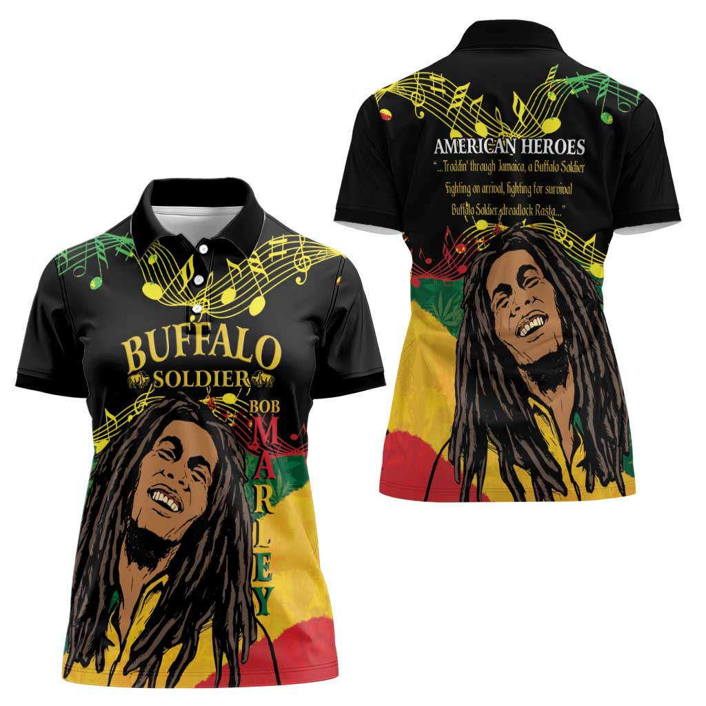 Legend Bob Buffalo Soldier Women Polo Shirt American Heroes Reggae Style - Wonder Print Shop
